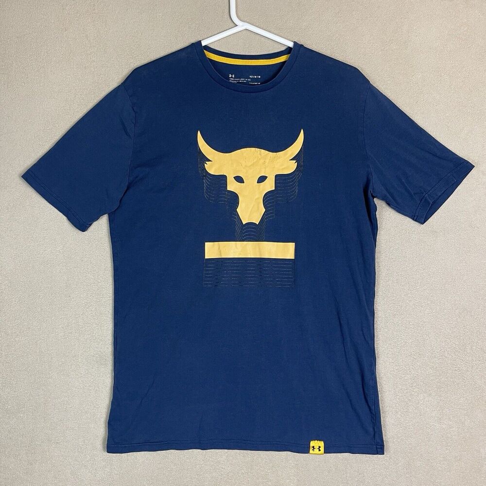 Under Armour Shirt Adult Medium Blue Project Rock Casual‎ Sleeve T-Shirt Mens
